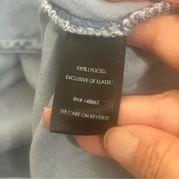 Torrid Blue Chambray Off-Shoulder Smocked Skater Dress - Picture 9 of 12